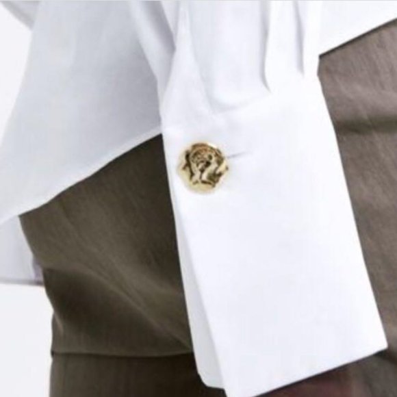 Zara White Cotton Faux Wrap Blouse Size XS NWT - Picture 2 of 8